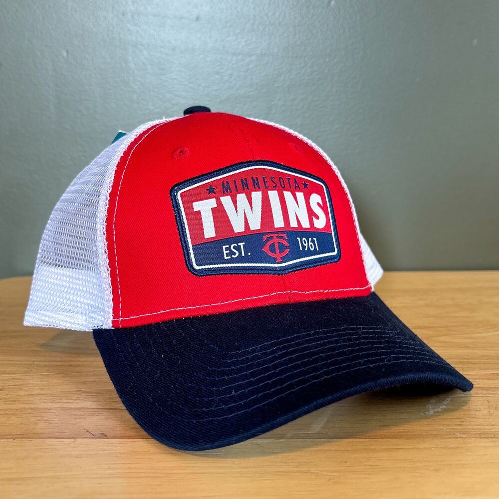 Minnesota Twins MLB Baseball Est. 1961 Red Navy White Mesh Snapback Trucker Hat